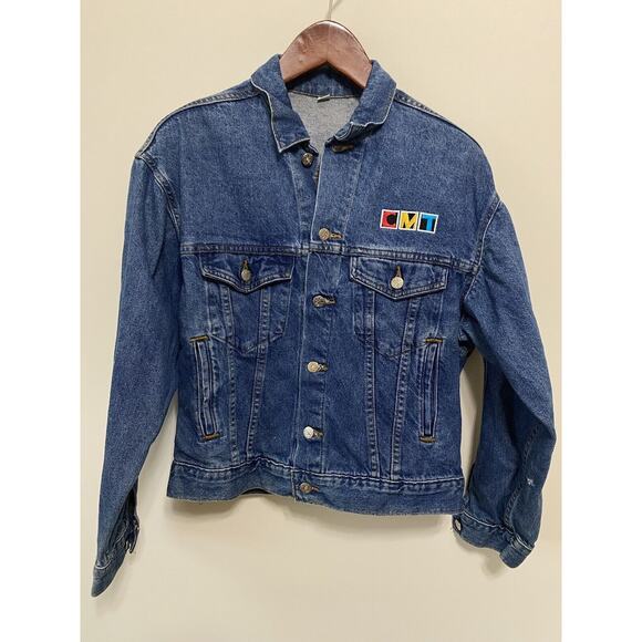 Vintage CMT Country Music Television Blue‎ Denim Trucker Jacket 80/90's Wmn Med - Picture 2 of 5